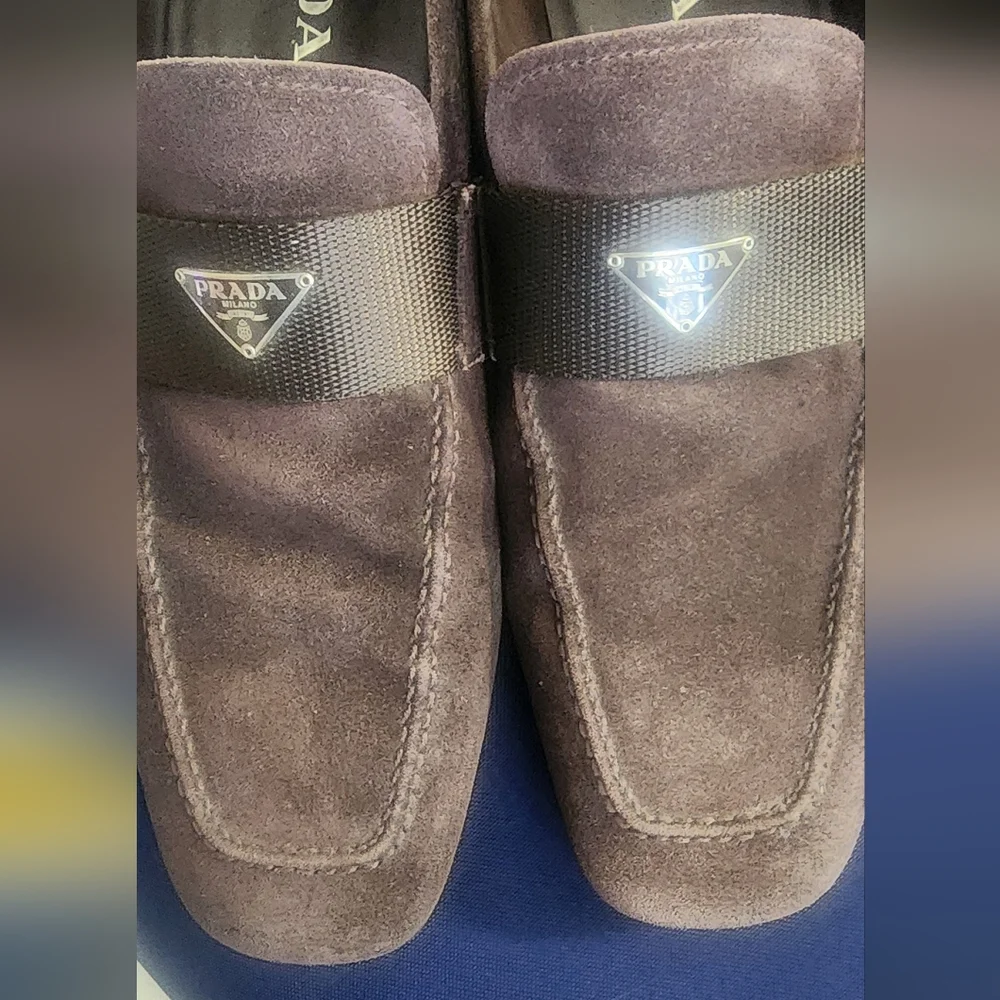 Prada Brown Suede Loafers for‎ Men, Size 9 1/2.
